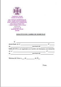 Solicitud cambio de domicilio